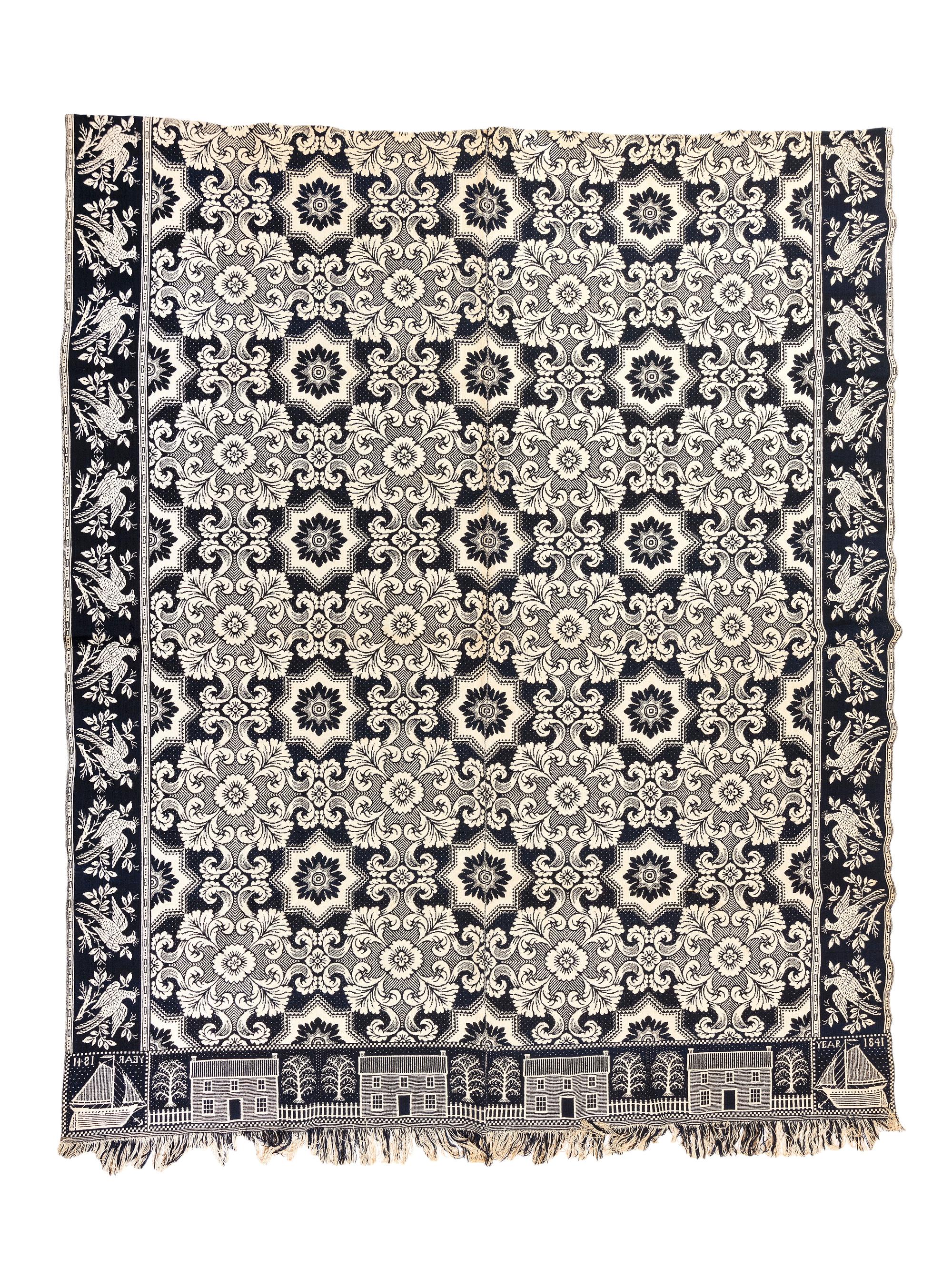 Four Jacquard Coverlets Including a George Washington Example