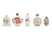 Five Chinese Porcelain Snuff Bottles