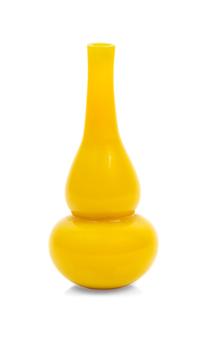 A Small Chinese Yellow Glass Gourd-Form Bottle