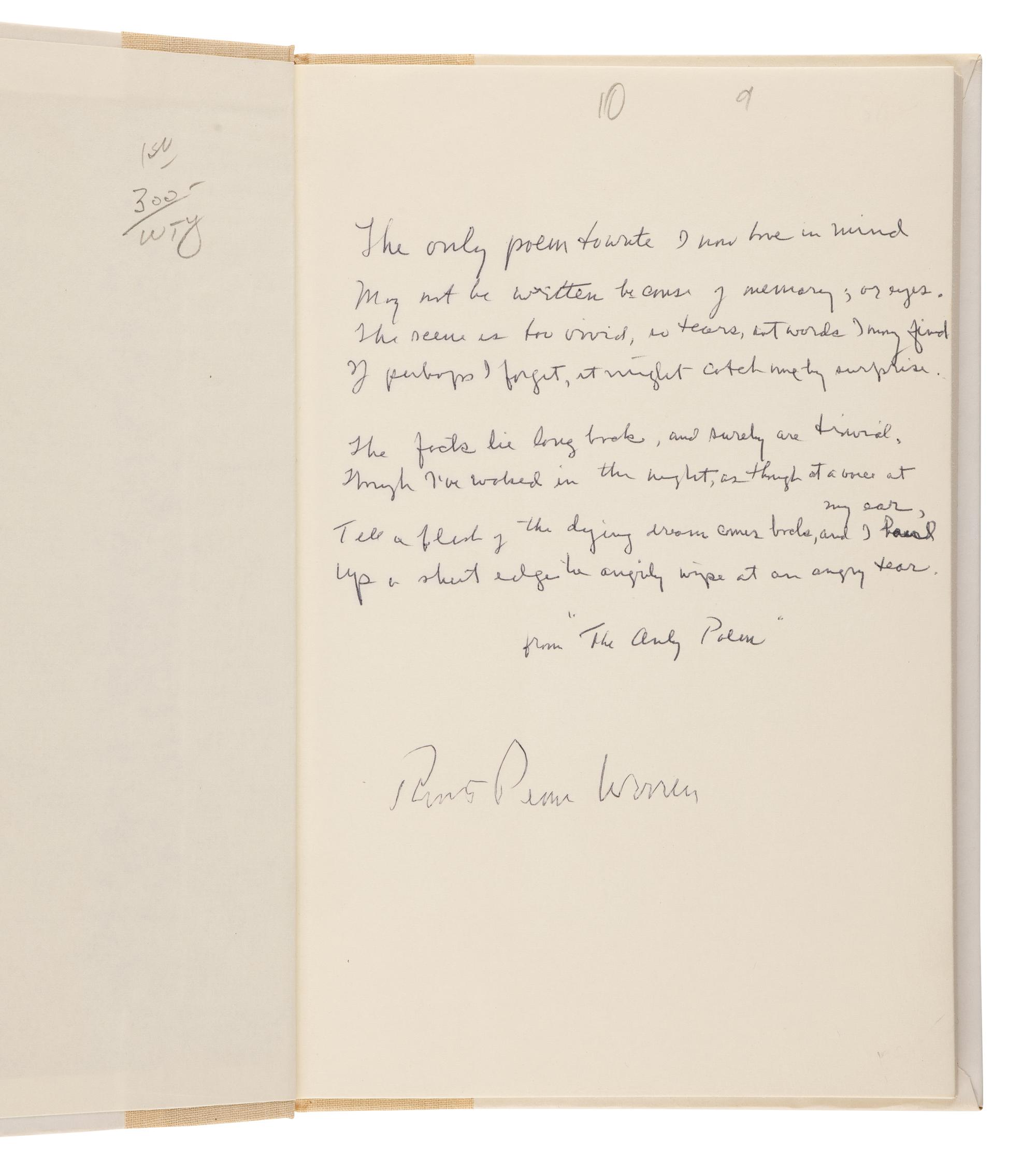 WARREN, Robert Penn (1905-1989). A group of 8 works, ALL SIGNED BY WARREN, comprising: