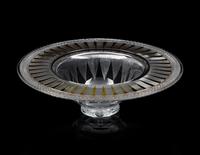 A Yellow Overlay Cut Glass Center Bowl