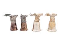 Four English Silver-Plate Stirrup Cups
