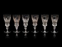 Six Kosta Boda Etched Glass Cordials