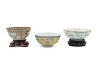 Three Chinese Famille Rose Porcelain Bowls