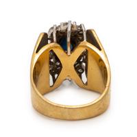 Sapphire, Diamond, and Yellow Gold Ring