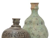 Four Thai Iron Brown-Decorated Stoneware Covered Boxes
