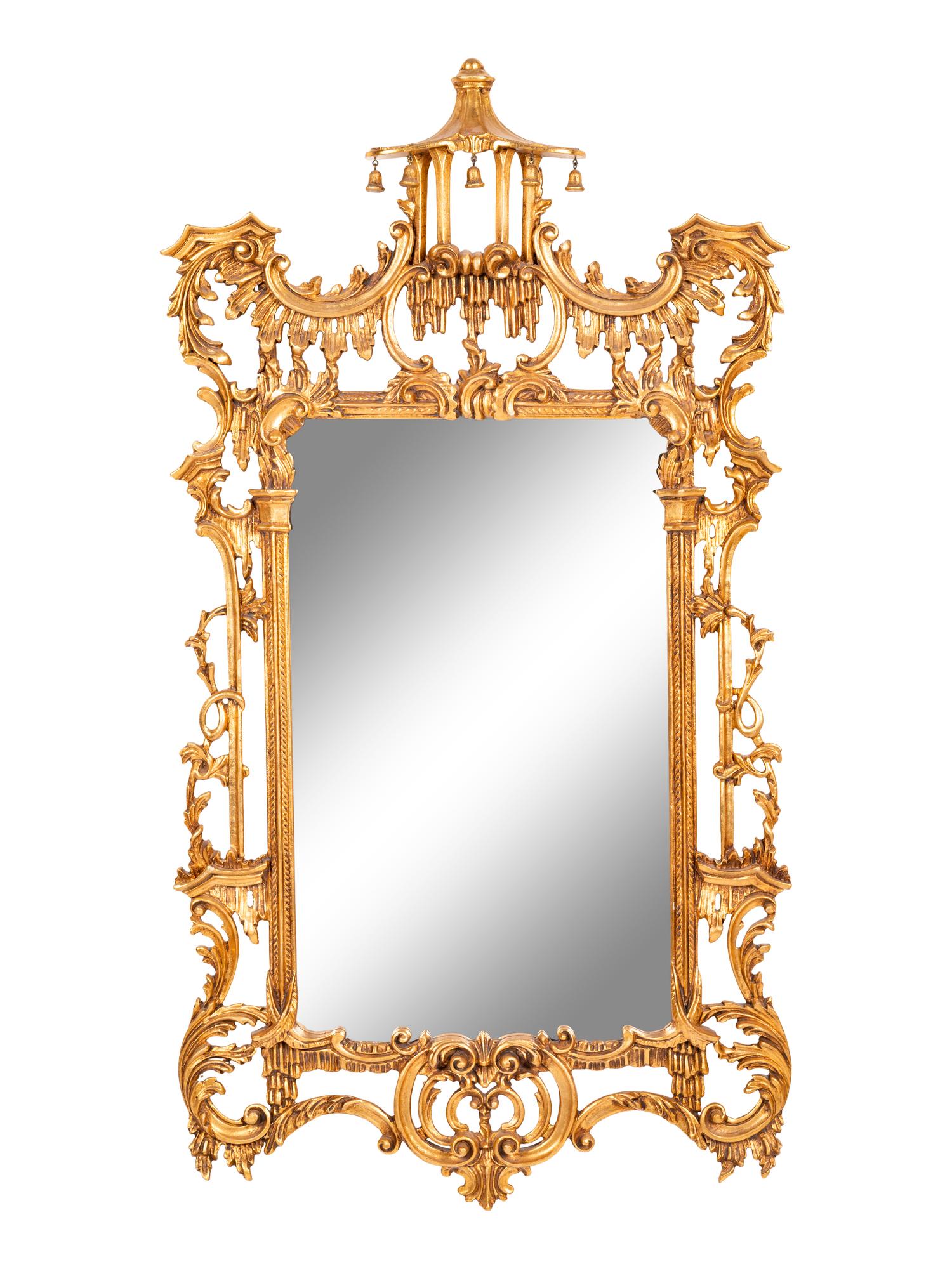 A Chinese Chippendale Style Giltwood Mirror