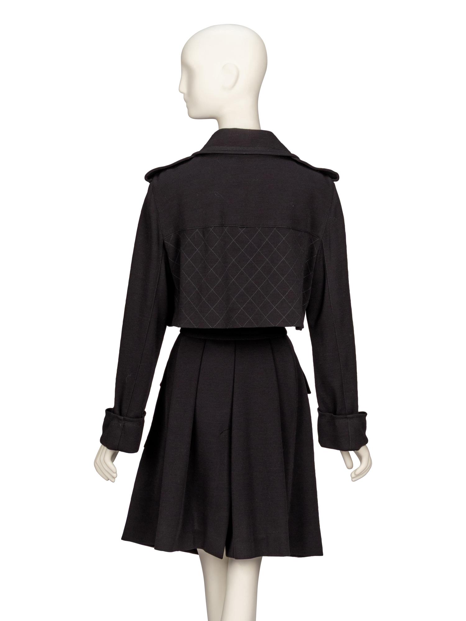 Chanel, Black Wool Jersey Trench Coat