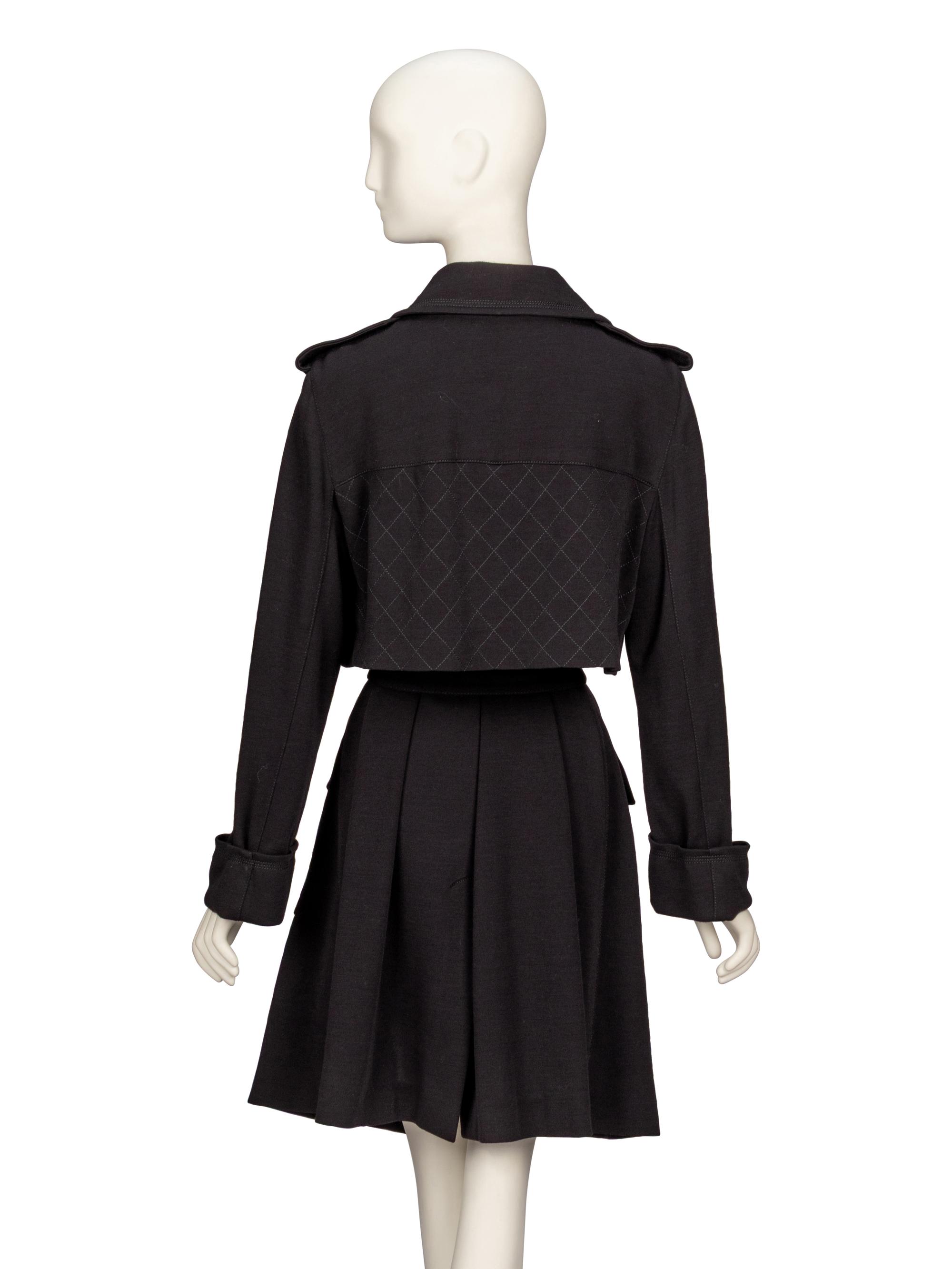 Chanel, Black Wool Jersey Trench Coat