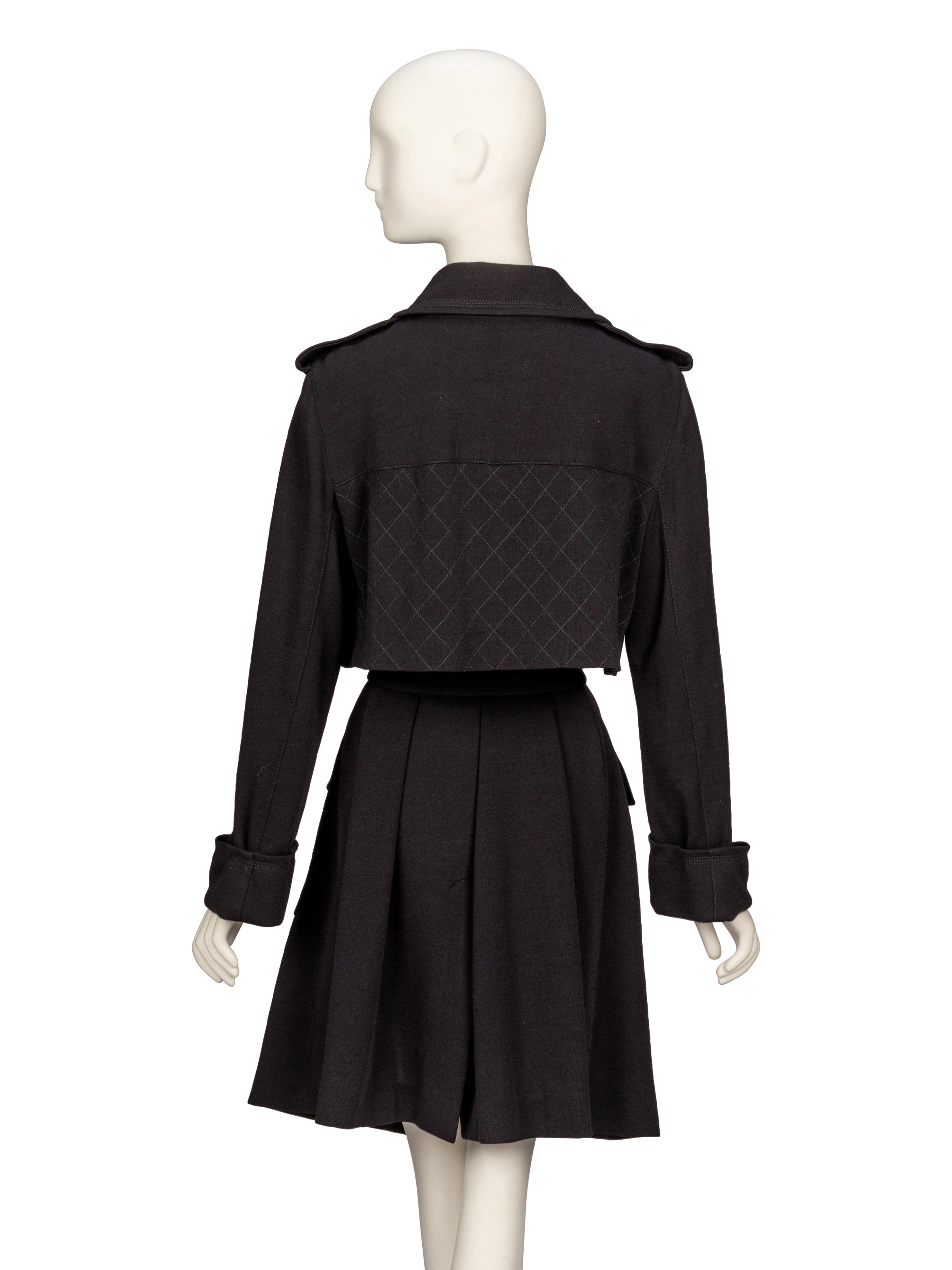 Chanel, Black Wool Jersey Trench Coat