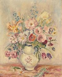 Two Works: Floral Still Life in White Vase; together with Floral Still Life in Green Vase (2)