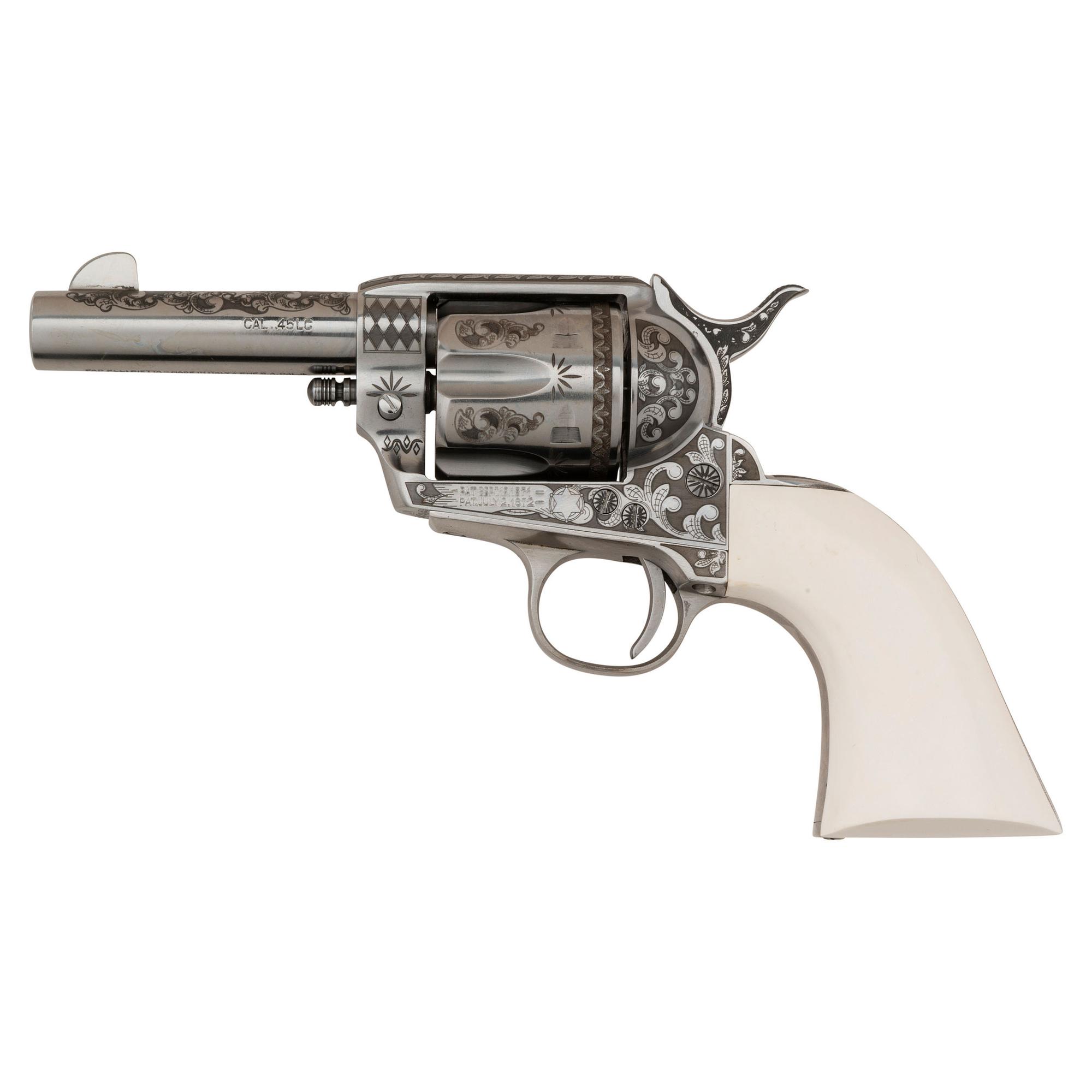 *Pietta "General Patton" Engraved Stainless Steel Replica Single Action Revolver in .45 Colt.