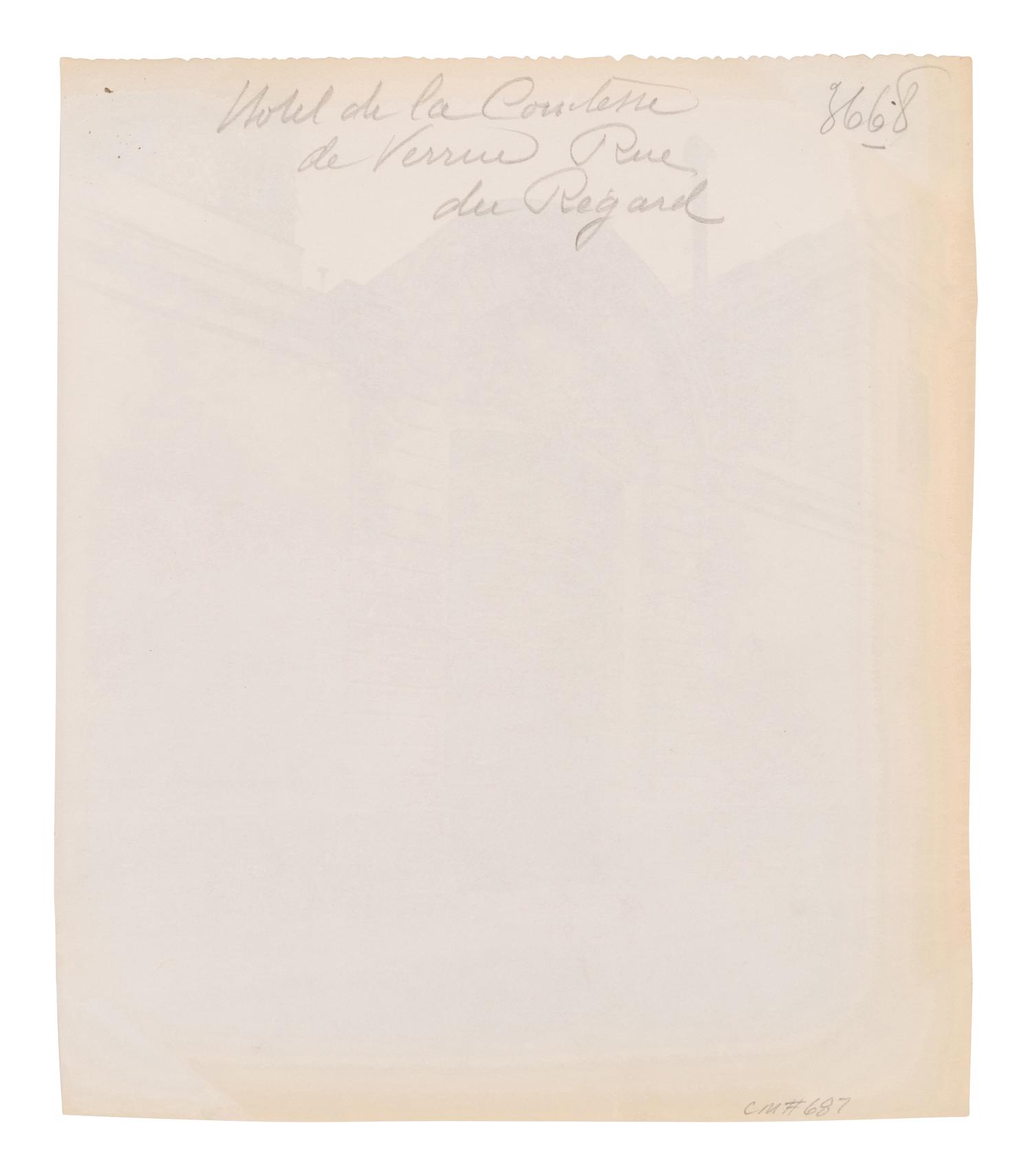 A group of three photographs ( Hôtel de la Comtess de Verrue, rue du Regard , 1899; Hôtel de Gouffier, rue de Varenne 56 , 1899-1900; Hôtel d'Argouges, rue Seguier 16 , 1900)