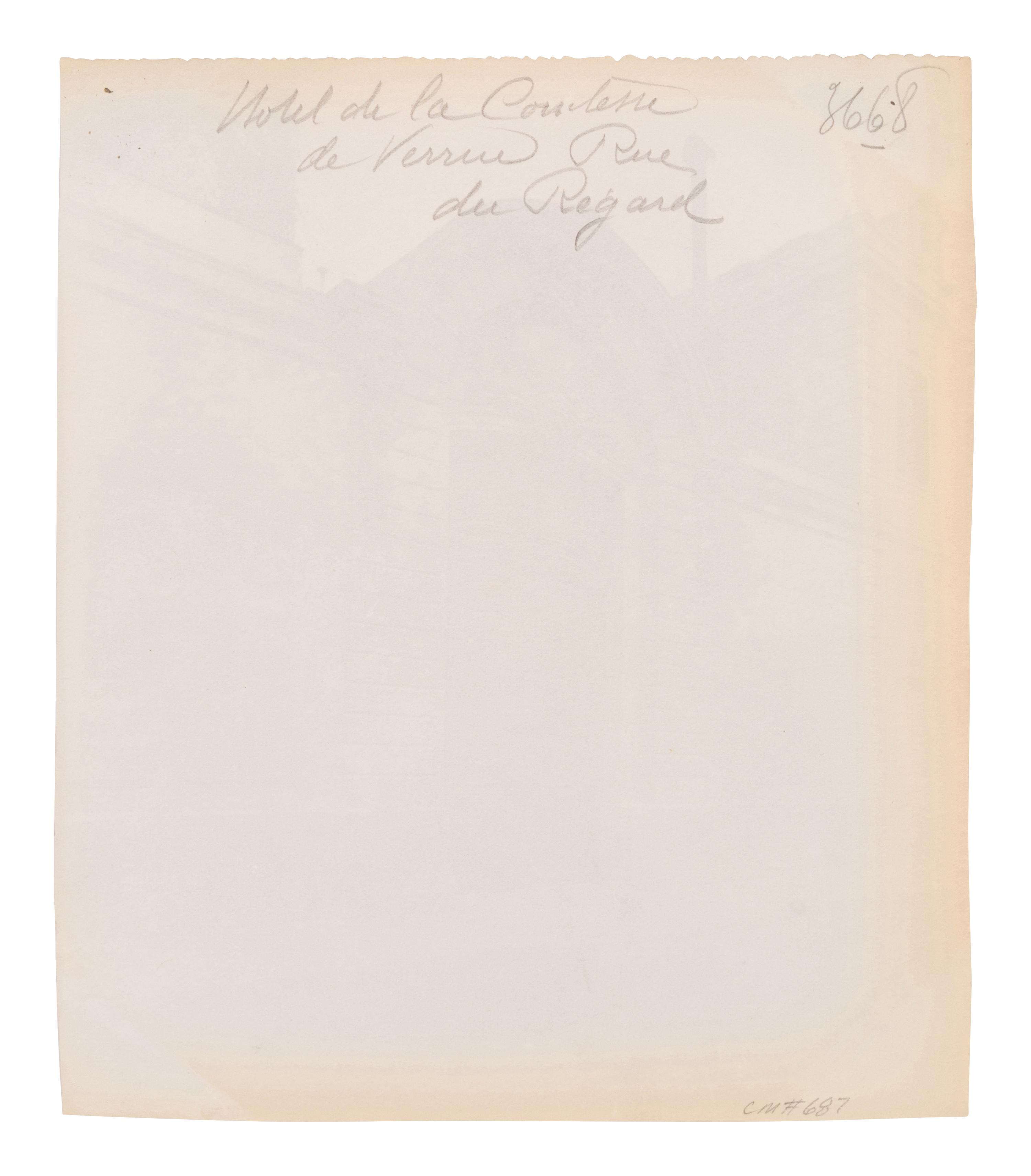 A group of three photographs ( Hôtel de la Comtess de Verrue, rue du Regard , 1899; Hôtel de Gouffier, rue de Varenne 56 , 1899-1900; Hôtel d'Argouges, rue Seguier 16 , 1900)