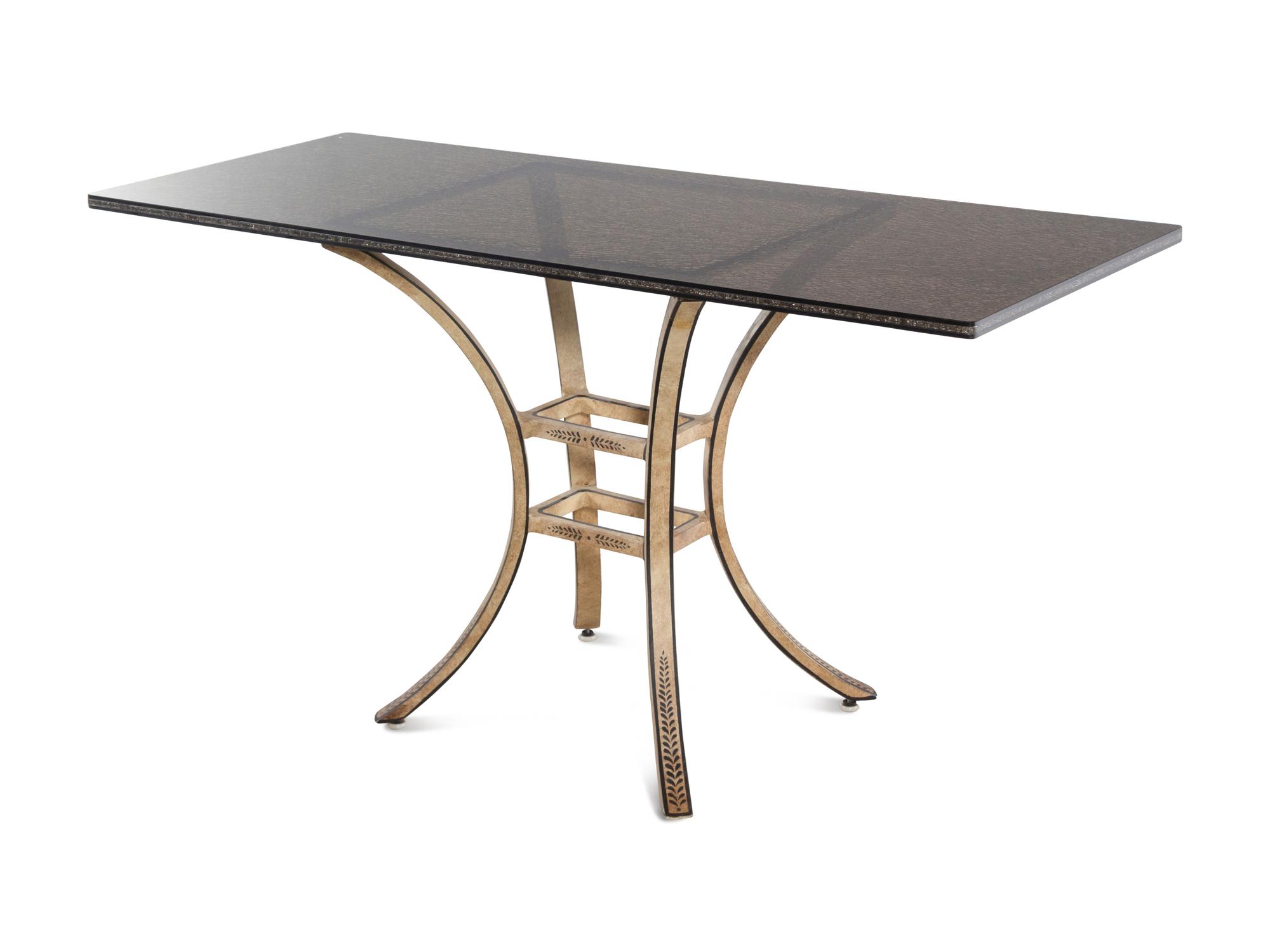 A Set of Three Crackle Glass and Stenciled Tables