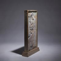 A Rare Chinese Carved and Painted 'Court Ladies' Relief Brick Panel, Late Tang Dynasty-Five Dynasties and Ten Kingdoms 晚唐-五代 彩繪磚雕侍女圖