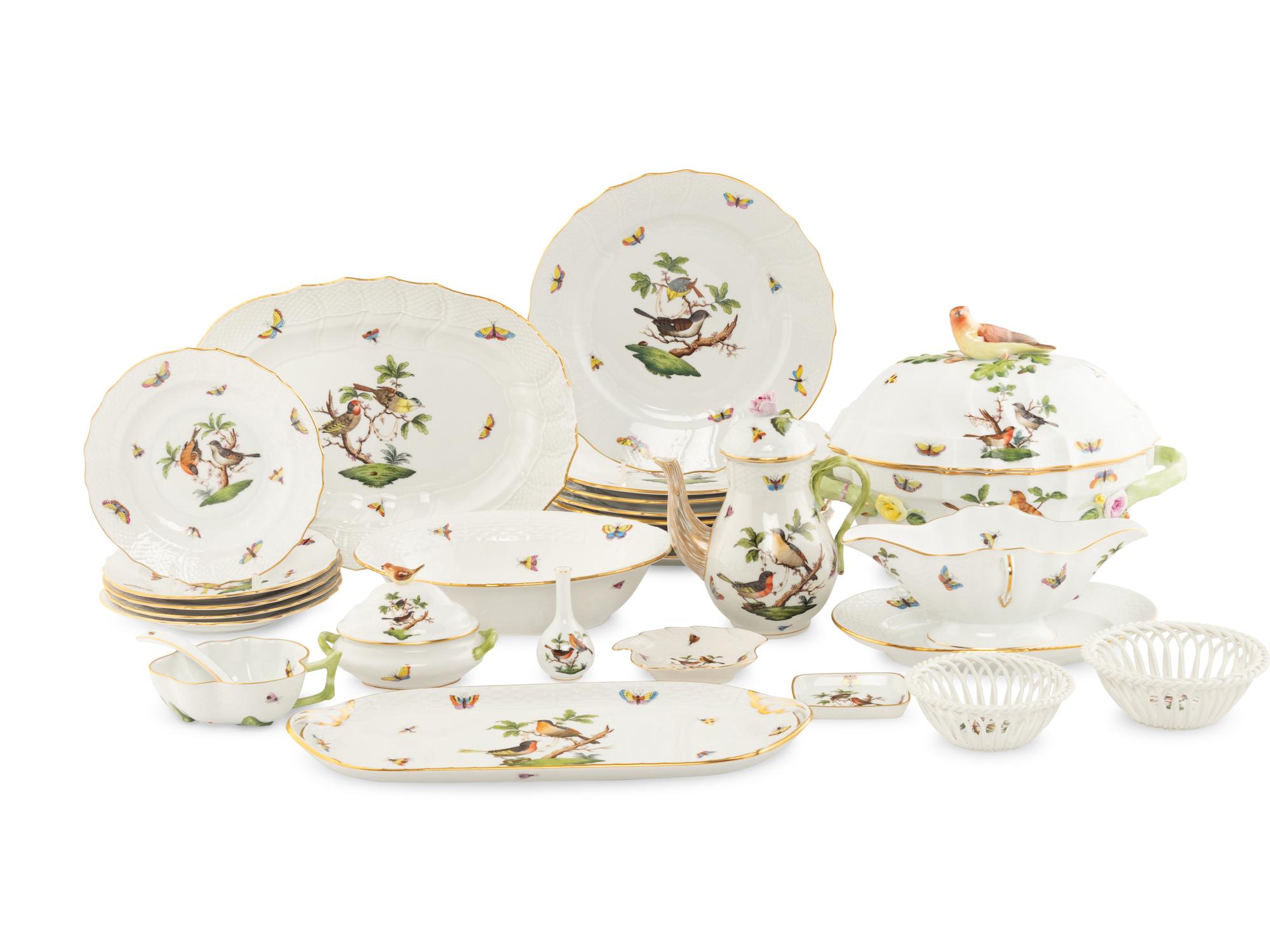 A Herend Porcelain Rothschild Bird Table Service