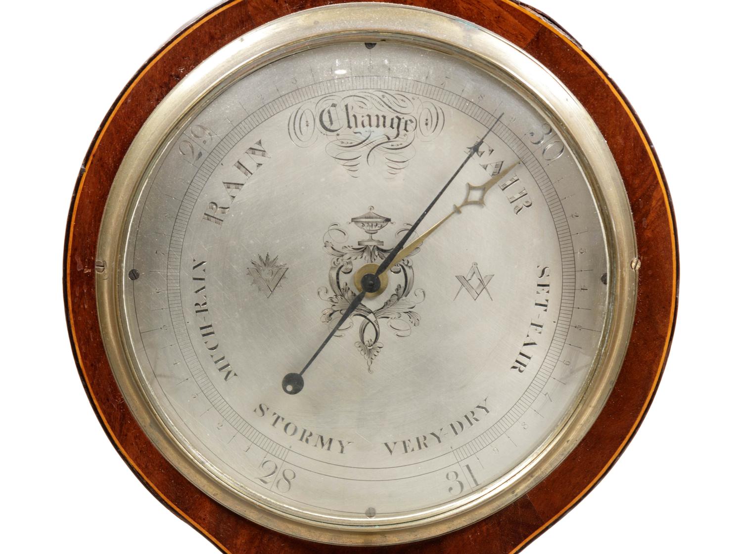 A Regency Brass Mounted Mahogany Banjo Barometer by John Schalfino