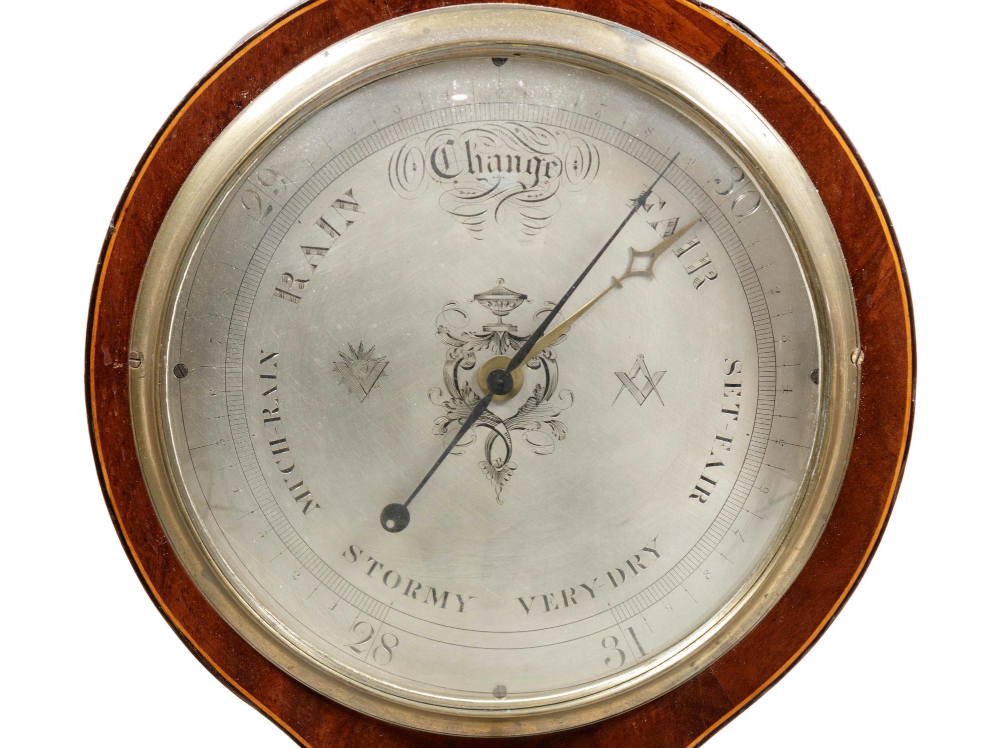 A Regency Brass Mounted Mahogany Banjo Barometer by John Schalfino