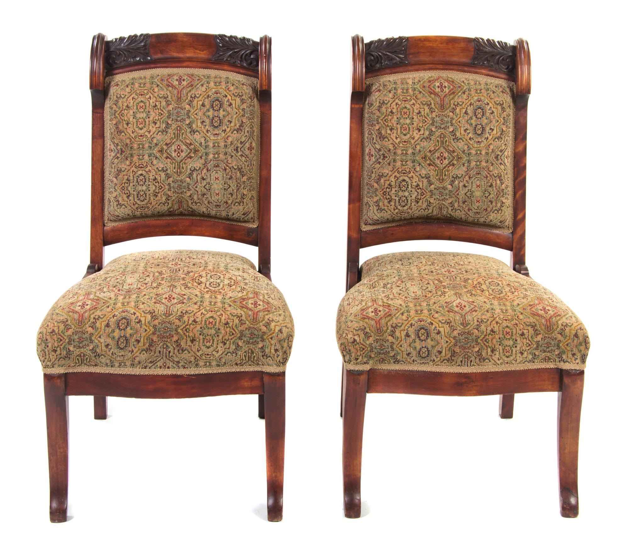 A Victorian Mahogany Parlor Suite, Width of settee 51 inches.