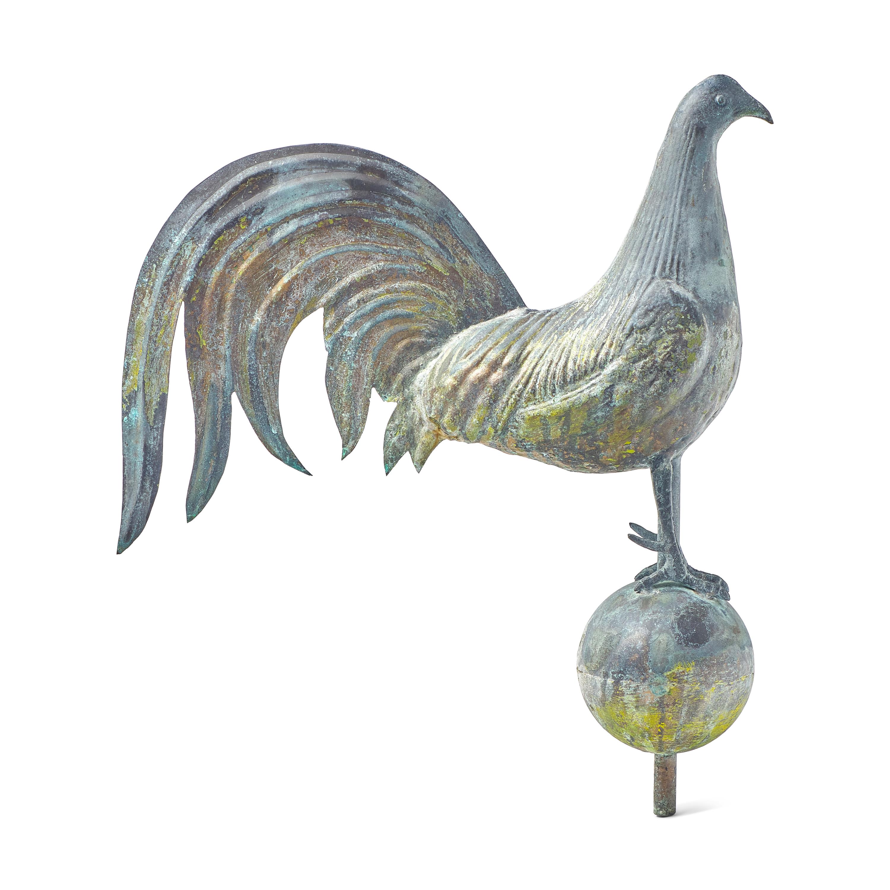 A Full-Bodied Copper and Zinc Gamecock Weathervane