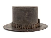 An American Black-Painted Sheet Iron Hatters Trade Sign