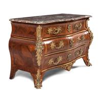 A Louis XV Gilt Bronze Mounted Marble-Top Kingwood Commode