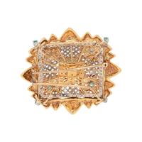 BICOLOR GOLD, EMERALD, AND DIAMOND BROOCH/PENDANT