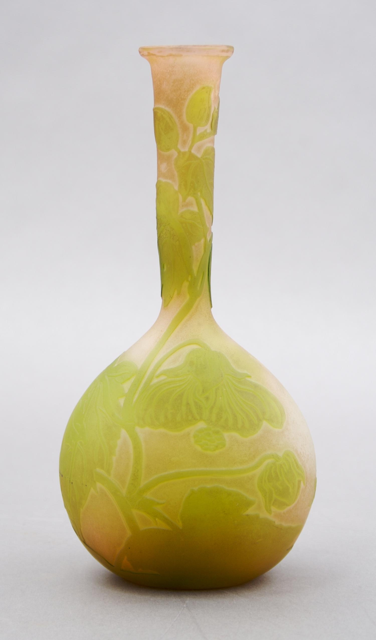 A Galle Cameo Glass Vase, Height 6 3/4 inches.