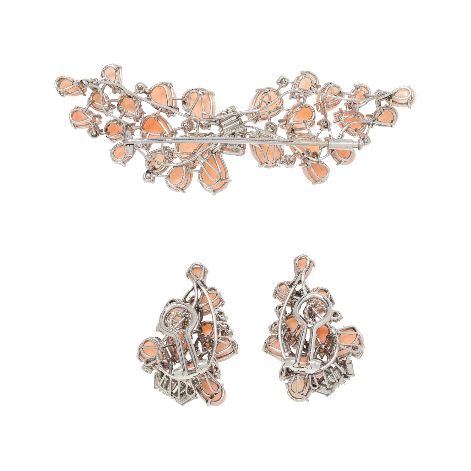ANGEL SKIN CORAL AND DIAMOND SET