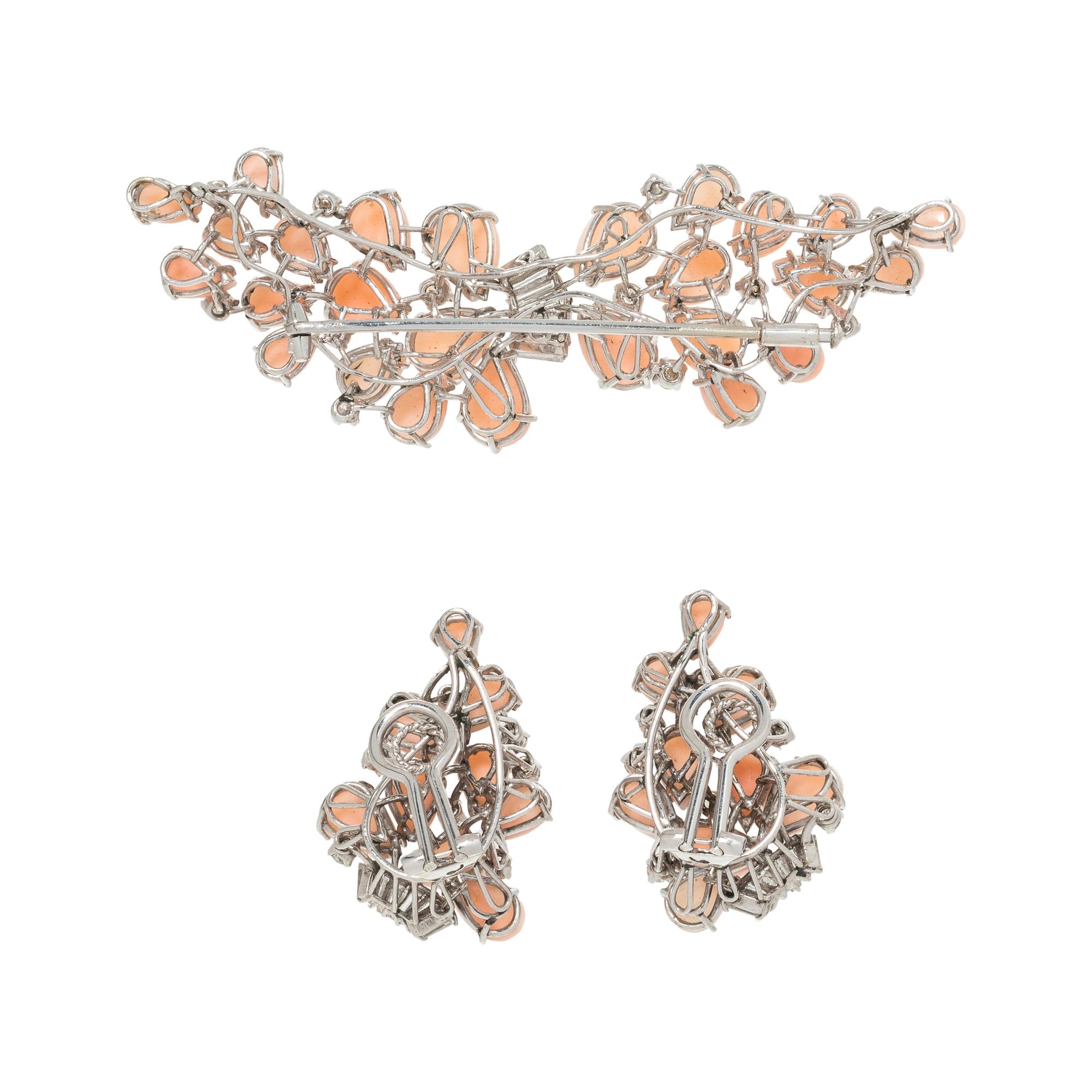 ANGEL SKIN CORAL AND DIAMOND SET