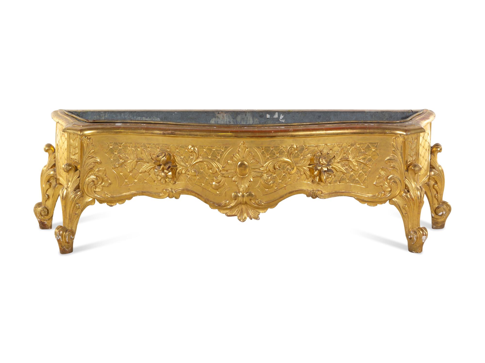 A Louis XV Style Carved Giltwood Jardinière