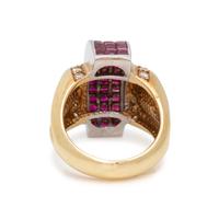 BICOLOR GOLD, RUBY AND DIAMOND RING
