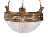 A Silvered Metal and Cut-Crystal Pendant Light