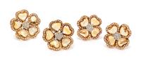 An 18 Karat Yellow Gold, Citrine and Diamond Demi Parure, 34.70 dwts.