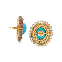 TURQUOISE, SAPPHIRE AND DIAMOND EARRINGS