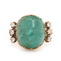 Emerald, Diamond, and Yellow Gold Ring