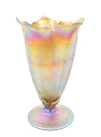 A Tiffany Studios Favrile Floriform Glass Vase Height 10 inches.