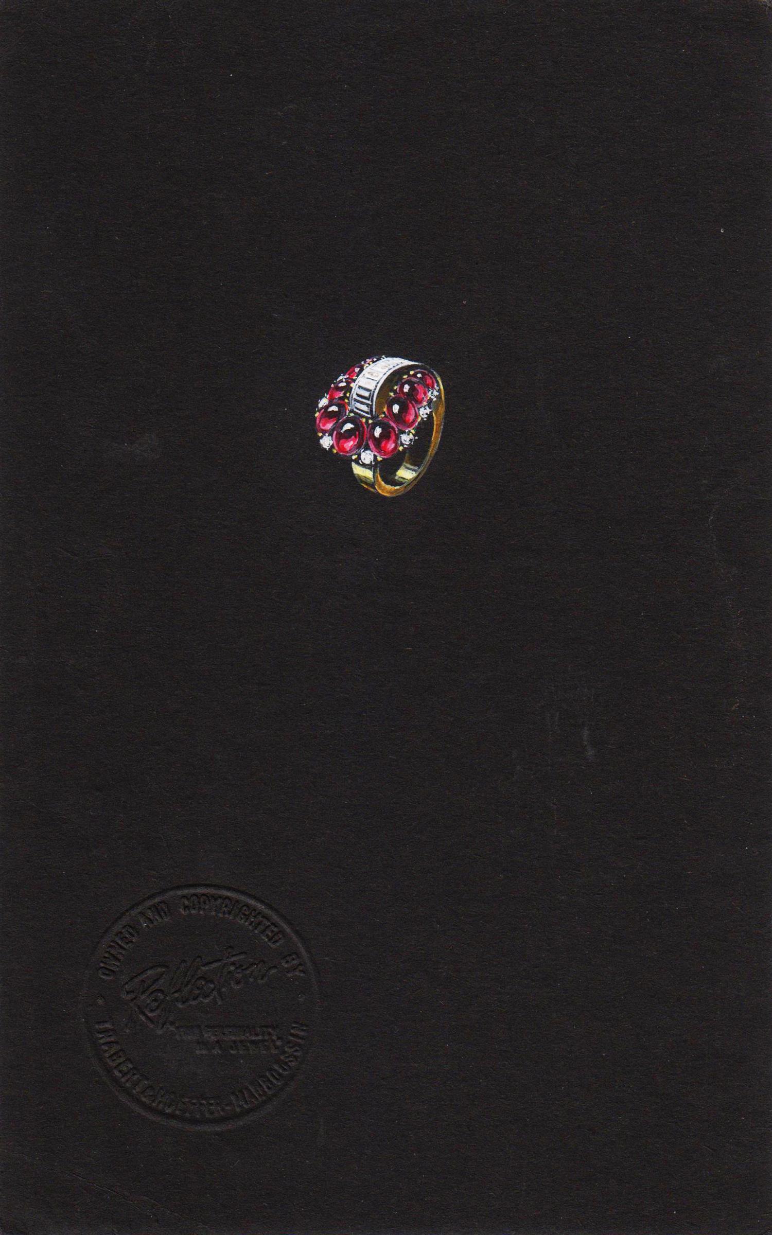 A Collection of Original Gouache on Paper Jewelry Designs by Anne Howe Geyer for Trabert & Hoeffer-Mauboussin,