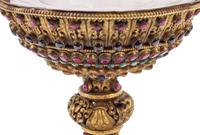A Large Rock Crystal Bowl on a Jeweled Gilt Metal Base