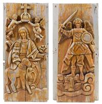 A Pair of Continental Carved Panels Height 67 1/4 x width 28 1/2 inches. — 19TH CENTURY