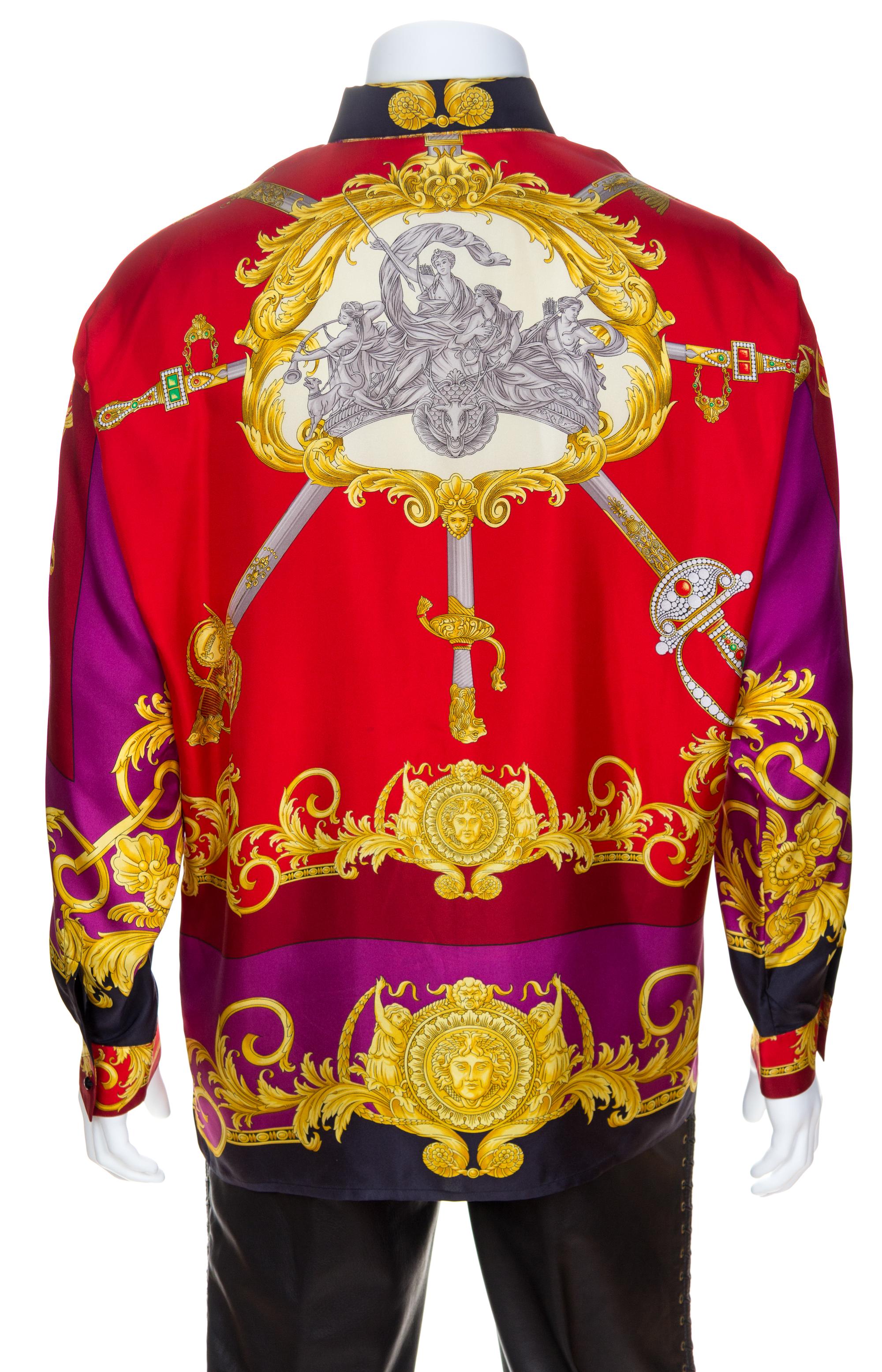 A Gianni Versace Silk Print Shirt, Size 54.