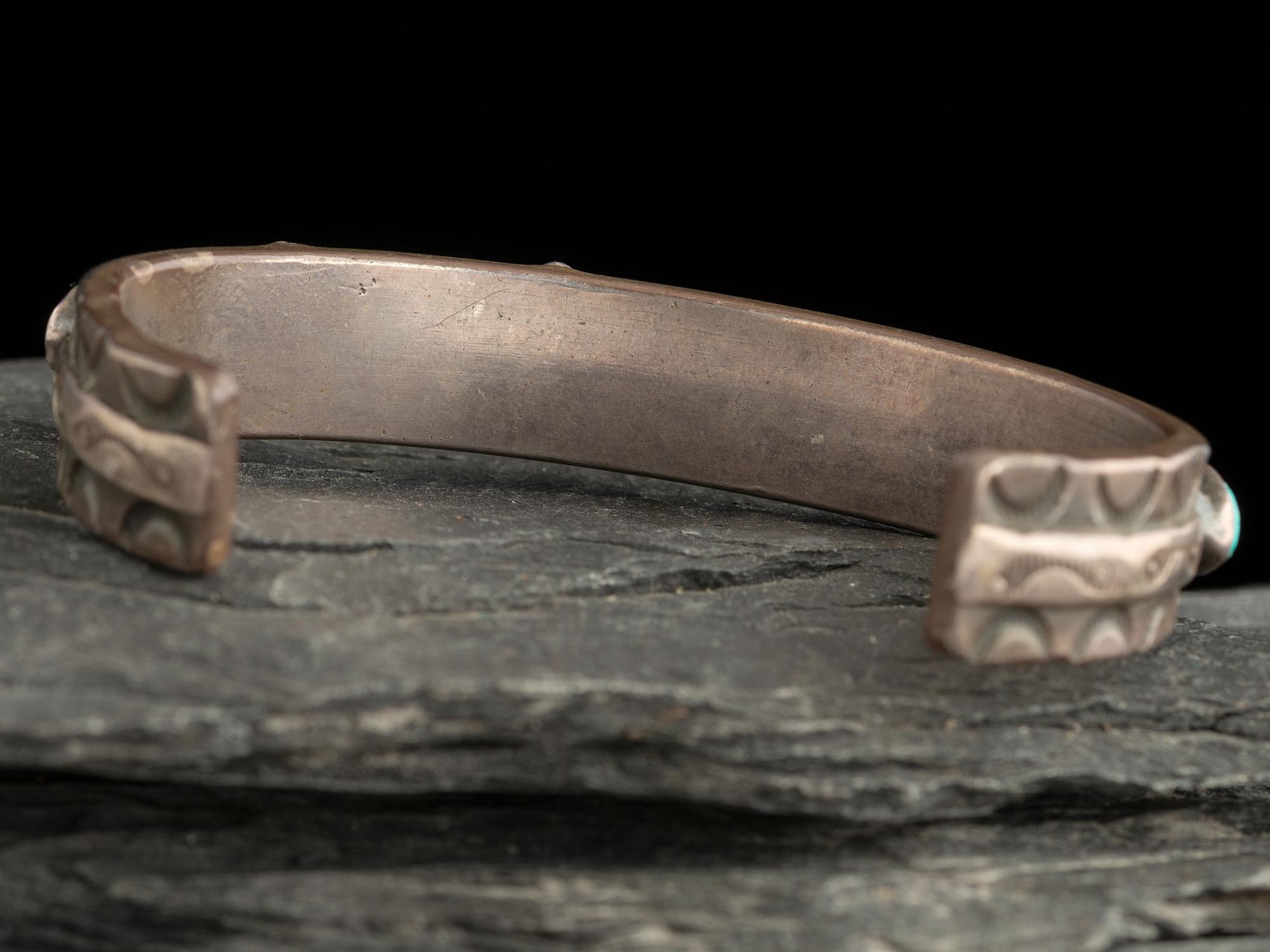 Navajo Ingot and Turquoise Cuff Bracelet