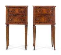 A Pair of Louis XVI Provincial Style Inlaid Walnut Side Cabinets