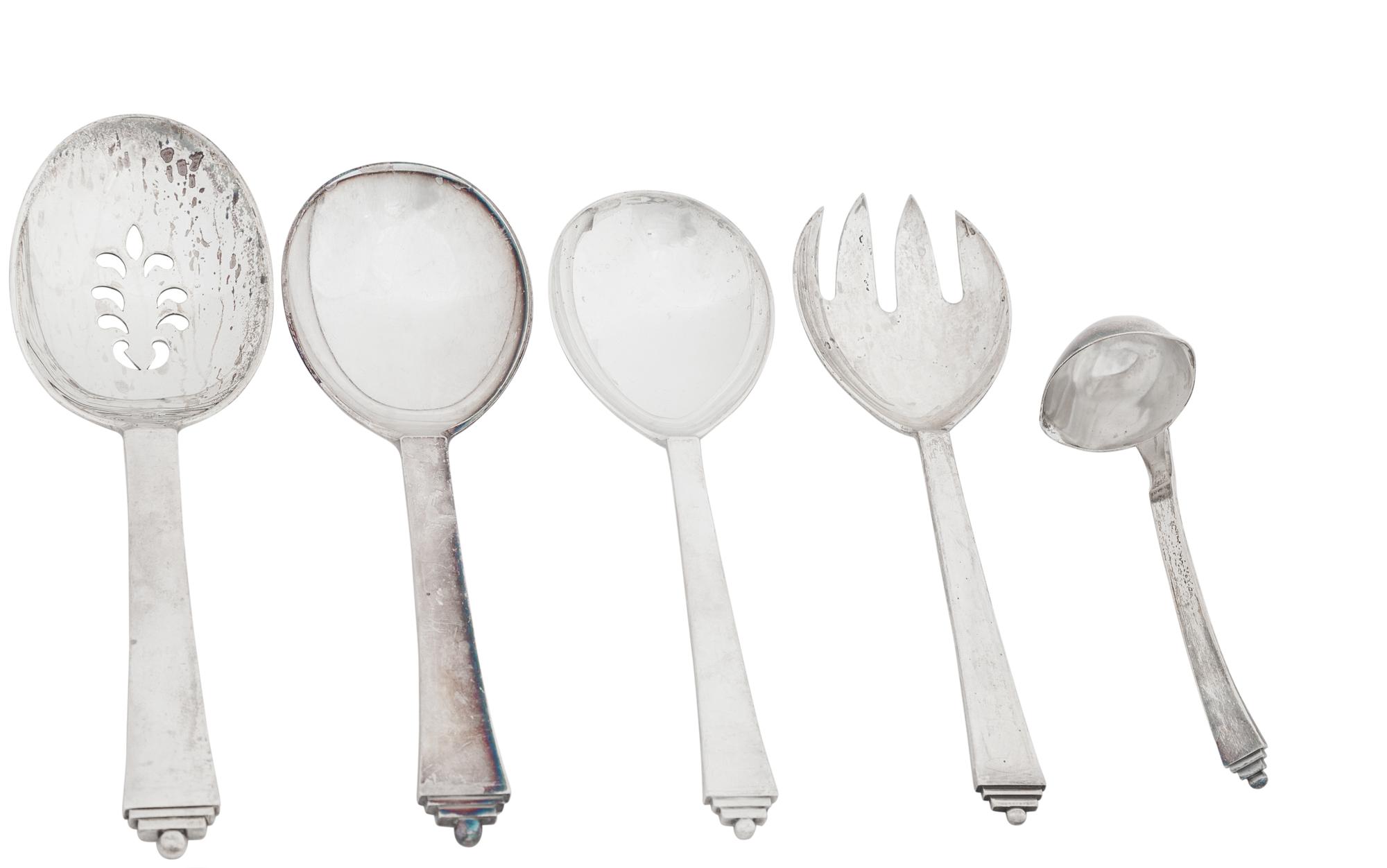 A Georg Jensen Pyramid Silver Flatware Service