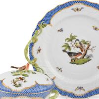 Three Herend Rothschild Bird Porcelain Serving Articles