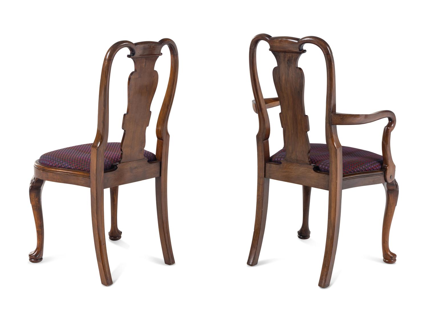 A Set of Eight George I Style Walnut Dining Chairs