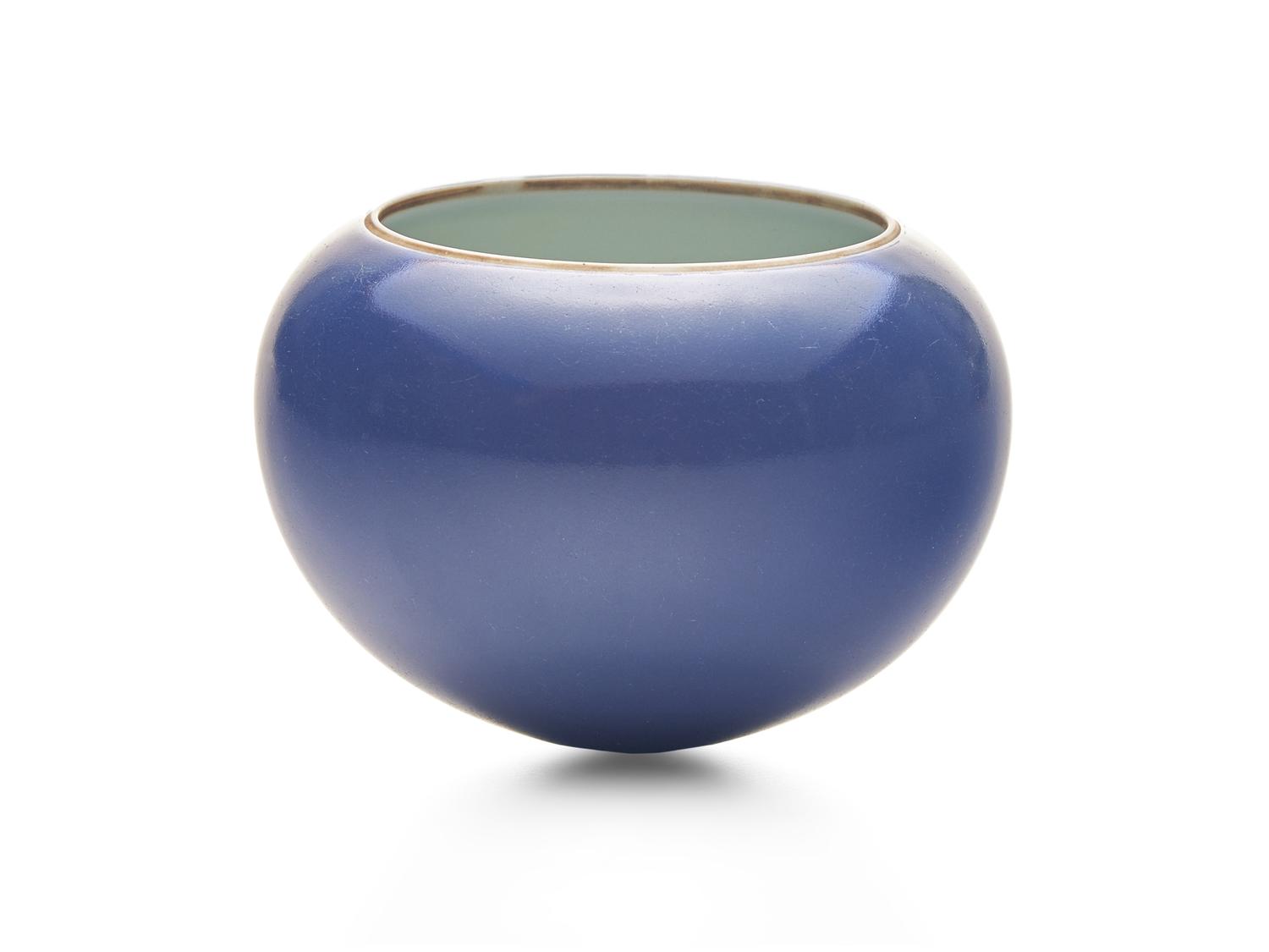 A Chinese Blue Glazed Porcelain Alms Bowl