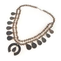 Zuni Silver and Channel Inlay Squash Blossom Necklace