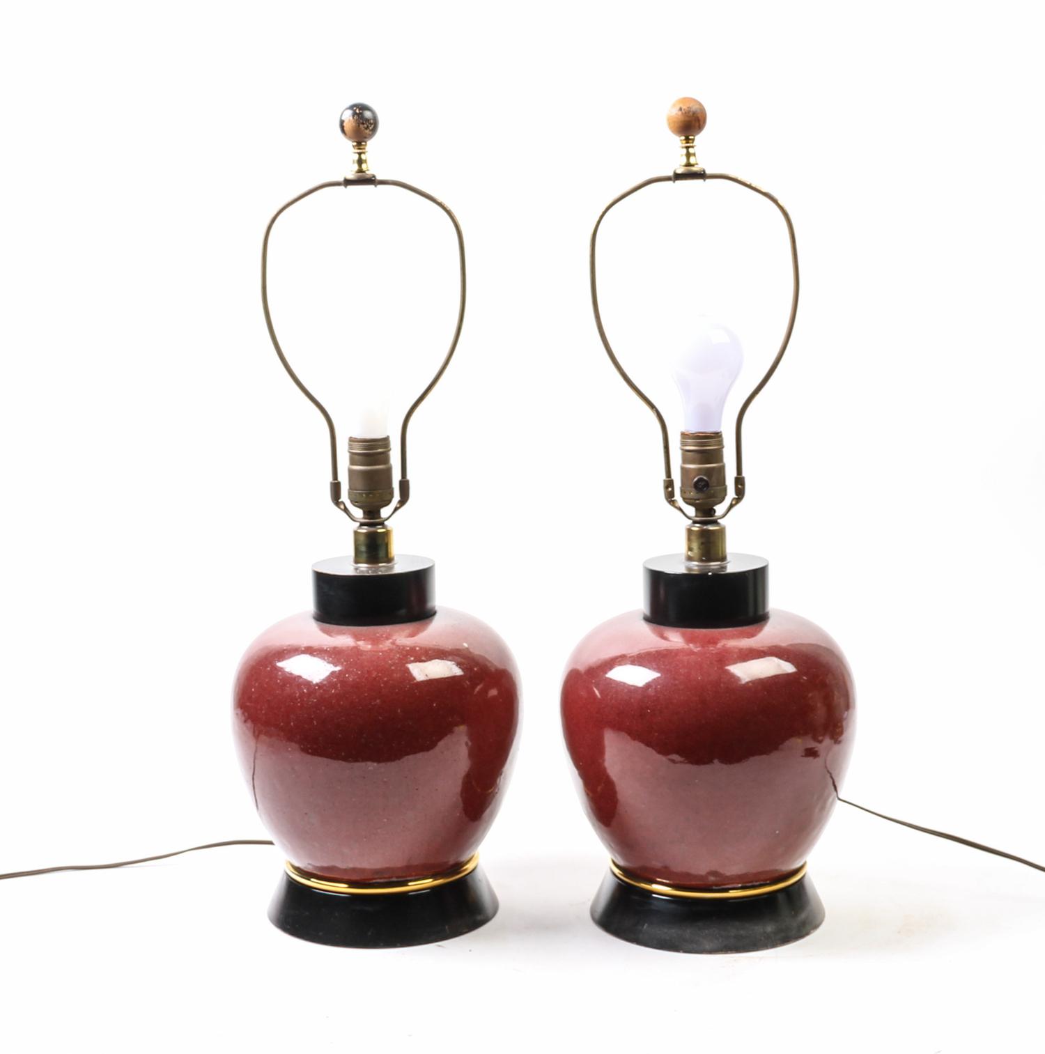 Two Ceramic Vases Height overall 24 inches.